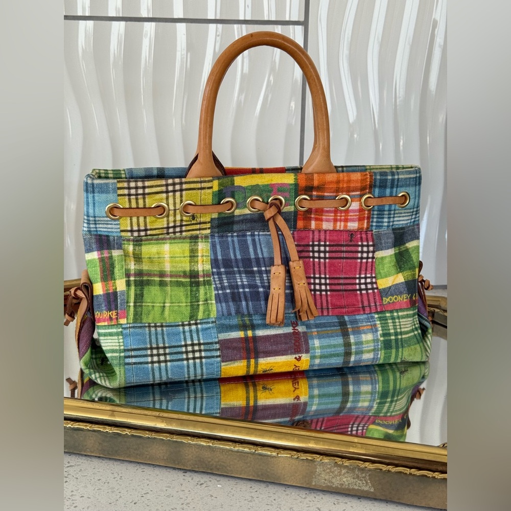 Dooney & Bourke Green and Blue Plaid Tote